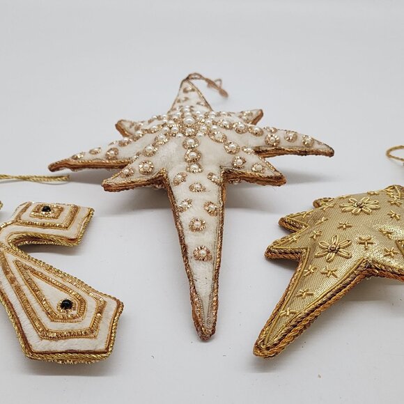 Mark Roberts Ornament Beaded Stars Cross Pearl Metal Tinsel Felt Fabric - Picture 7 of 9